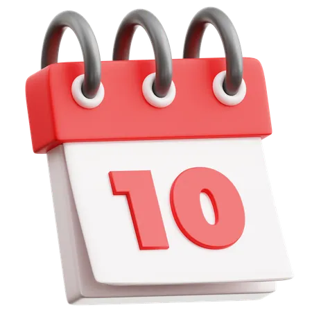 Calendar Date 10  3D Icon