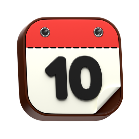 Calendar Date 10  3D Icon