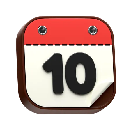 Calendar Date 10  3D Icon