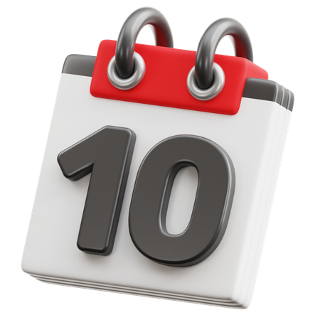 Calendar Date 10  3D Icon