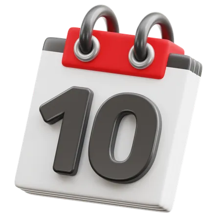 Calendar Date 10  3D Icon