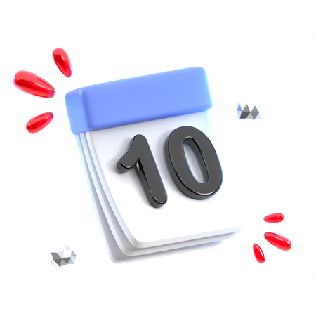 Calendar Date 10  3D Icon