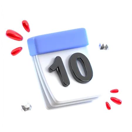 Calendar Date 10  3D Icon