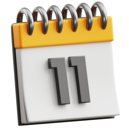 Calendar Date 11  3D Icon