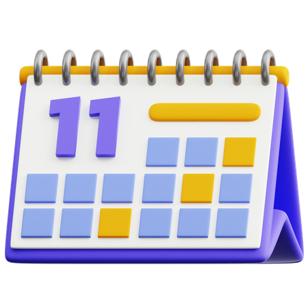 Calendar Date 11  3D Icon