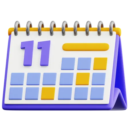 Calendar Date 11  3D Icon