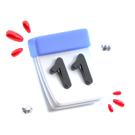 Calendar Date 11  3D Icon