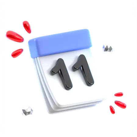 Calendar Date 11  3D Icon