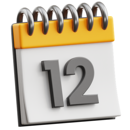 Calendar Date 12  3D Icon