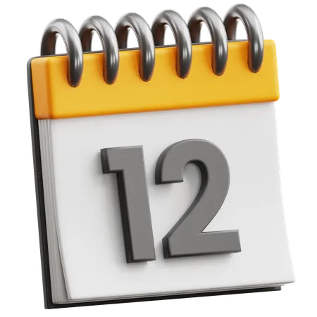 Calendar Date 12  3D Icon