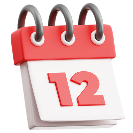 Calendar Date 12  3D Icon