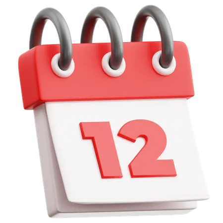 Calendar Date 12  3D Icon