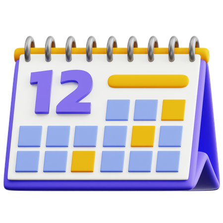 Calendar Date 12  3D Icon