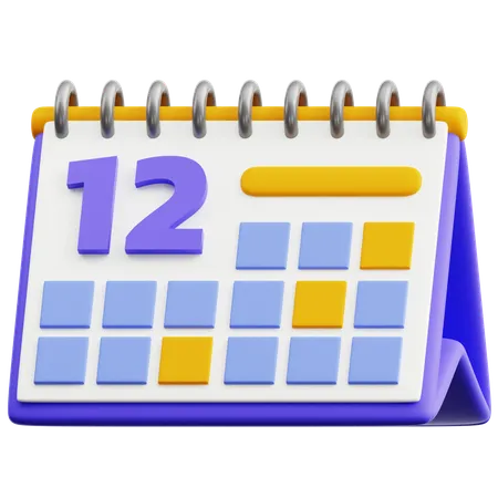 Calendar Date 12  3D Icon