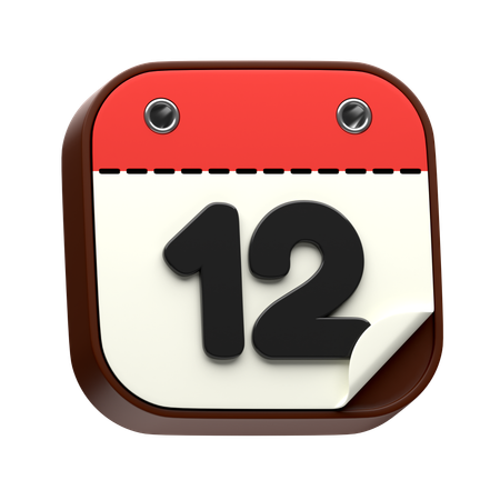 Calendar Date 12  3D Icon