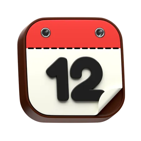 Calendar Date 12  3D Icon