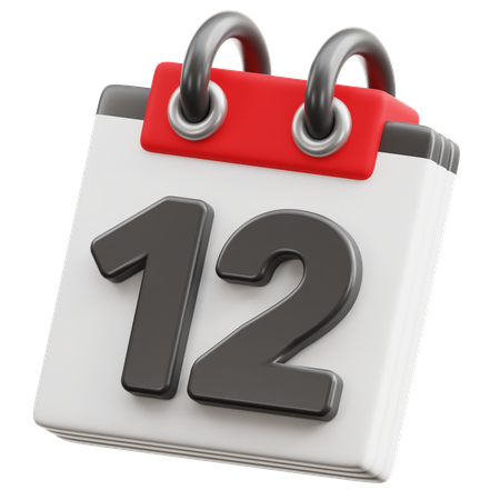 Calendar Date 12  3D Icon