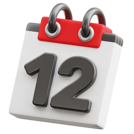 Calendar Date 12  3D Icon