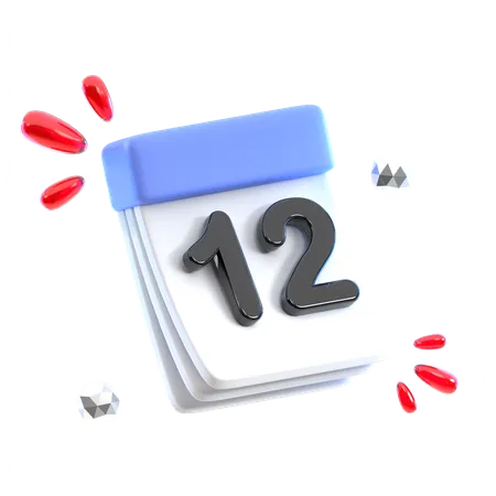 Calendar Date 12  3D Icon