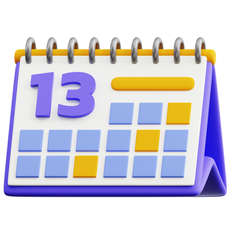 Calendar Date 13  3D Icon