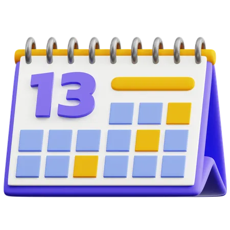 Calendar Date 13  3D Icon