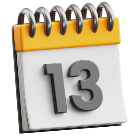 Calendar Date 13  3D Icon