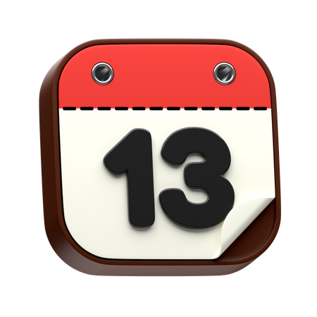 Calendar Date 13  3D Icon