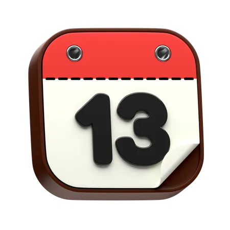 Calendar Date 13  3D Icon