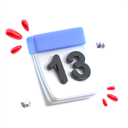 Calendar Date 13  3D Icon