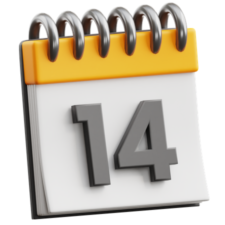 Calendar Date 14  3D Icon