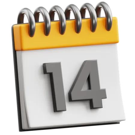 Calendar Date 14  3D Icon