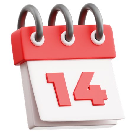 Calendar Date 14  3D Icon