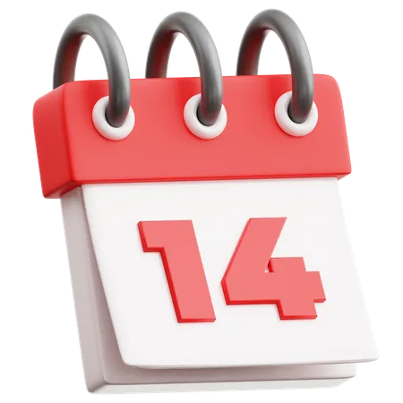 Calendar Date 14  3D Icon