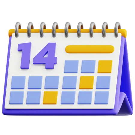 Calendar Date 14  3D Icon