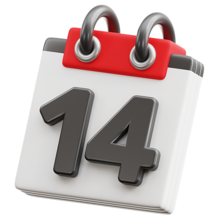 Calendar Date 14  3D Icon