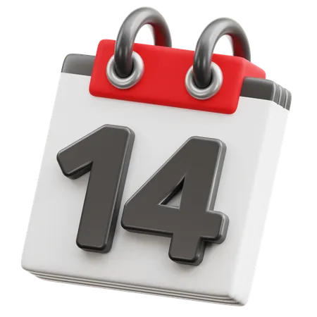 Calendar Date 14  3D Icon