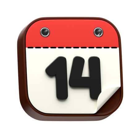 Calendar Date 14  3D Icon