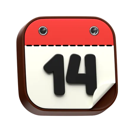 Calendar Date 14  3D Icon