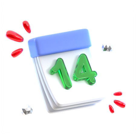 Calendar Date 14  3D Icon