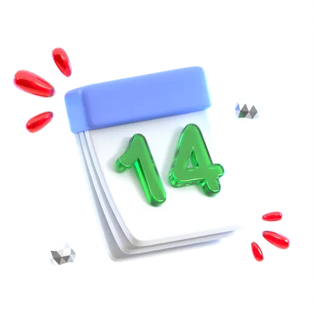 Calendar Date 14  3D Icon