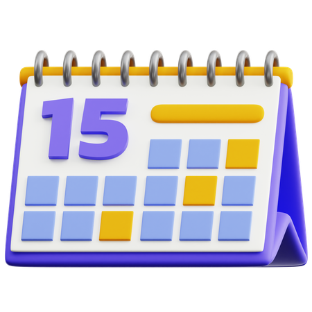 Calendar Date 15  3D Icon