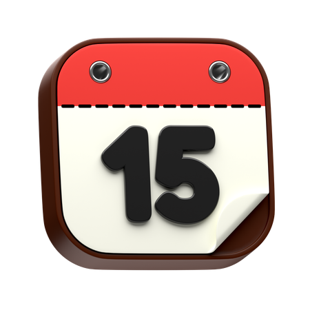 Calendar Date 15  3D Icon