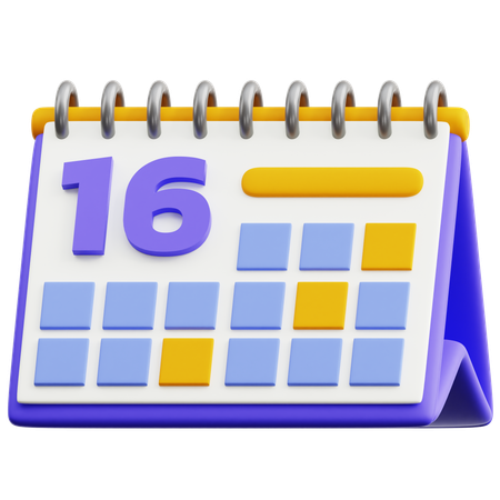 Calendar Date 16  3D Icon