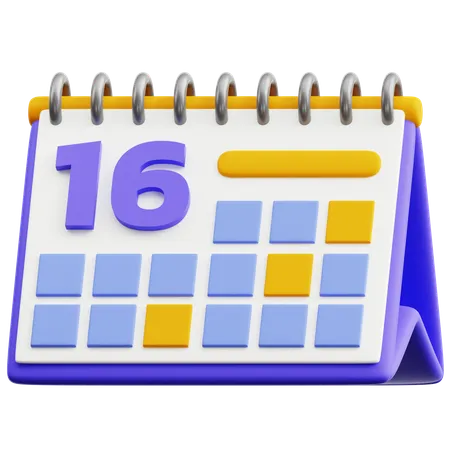 Calendar Date 16  3D Icon