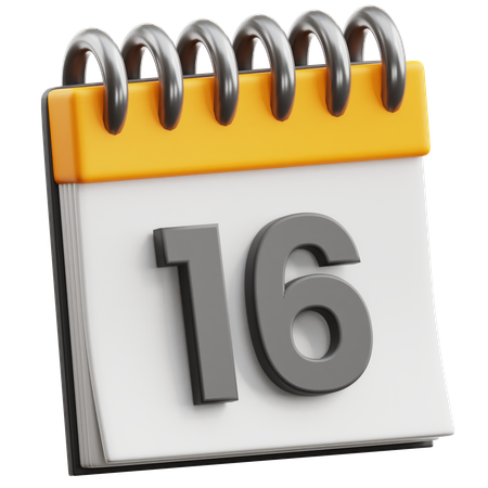 Calendar Date 16  3D Icon