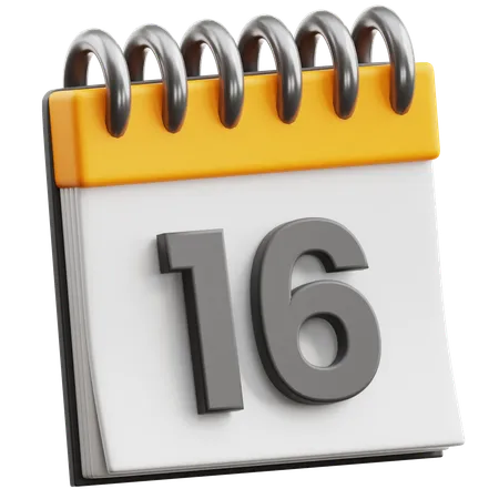 Calendar Date 16  3D Icon