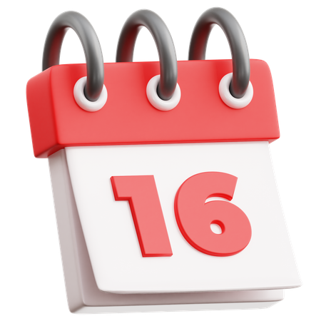 Calendar Date 16  3D Icon