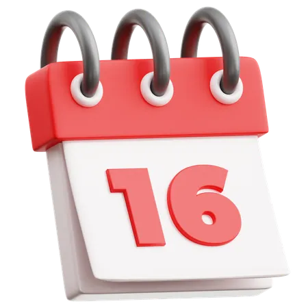 Calendar Date 16  3D Icon