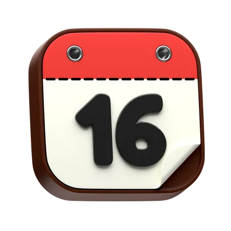 Calendar Date 16  3D Icon