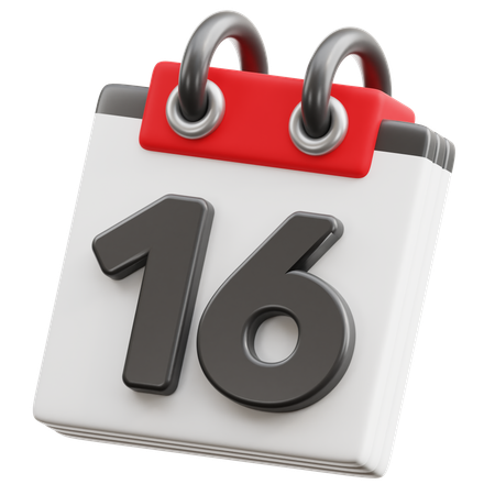 Calendar Date 16  3D Icon